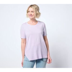 Anybody Women's Top Plus Sz 1X Cozy Knit Asymmetrical Ribbed Hem Purple A689696